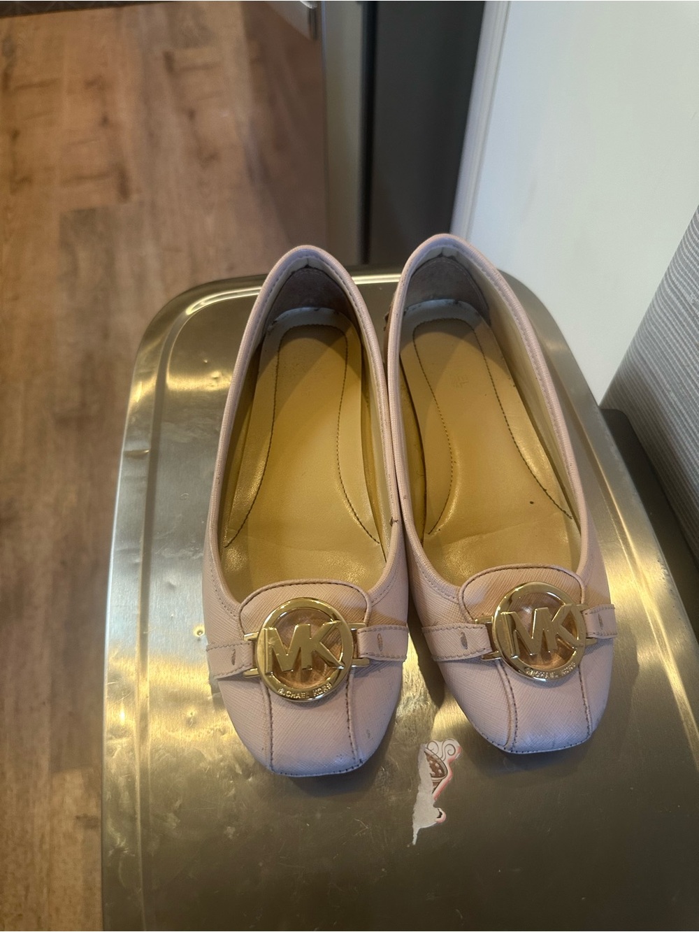 Michael Kors Pale Pink Logo-Trim Ballet Flats